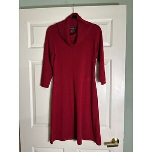 Black Label Evan-Picone Red Sweater Dress XS Cowl Neck Cozy Knit Fall Winter